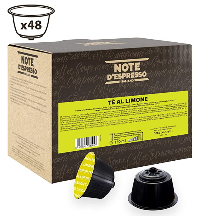 Note D'Espresso Cápsulas de Té al Limón compatibles con cafeteras Dolce Gusto - 48 Unidades de 12 g